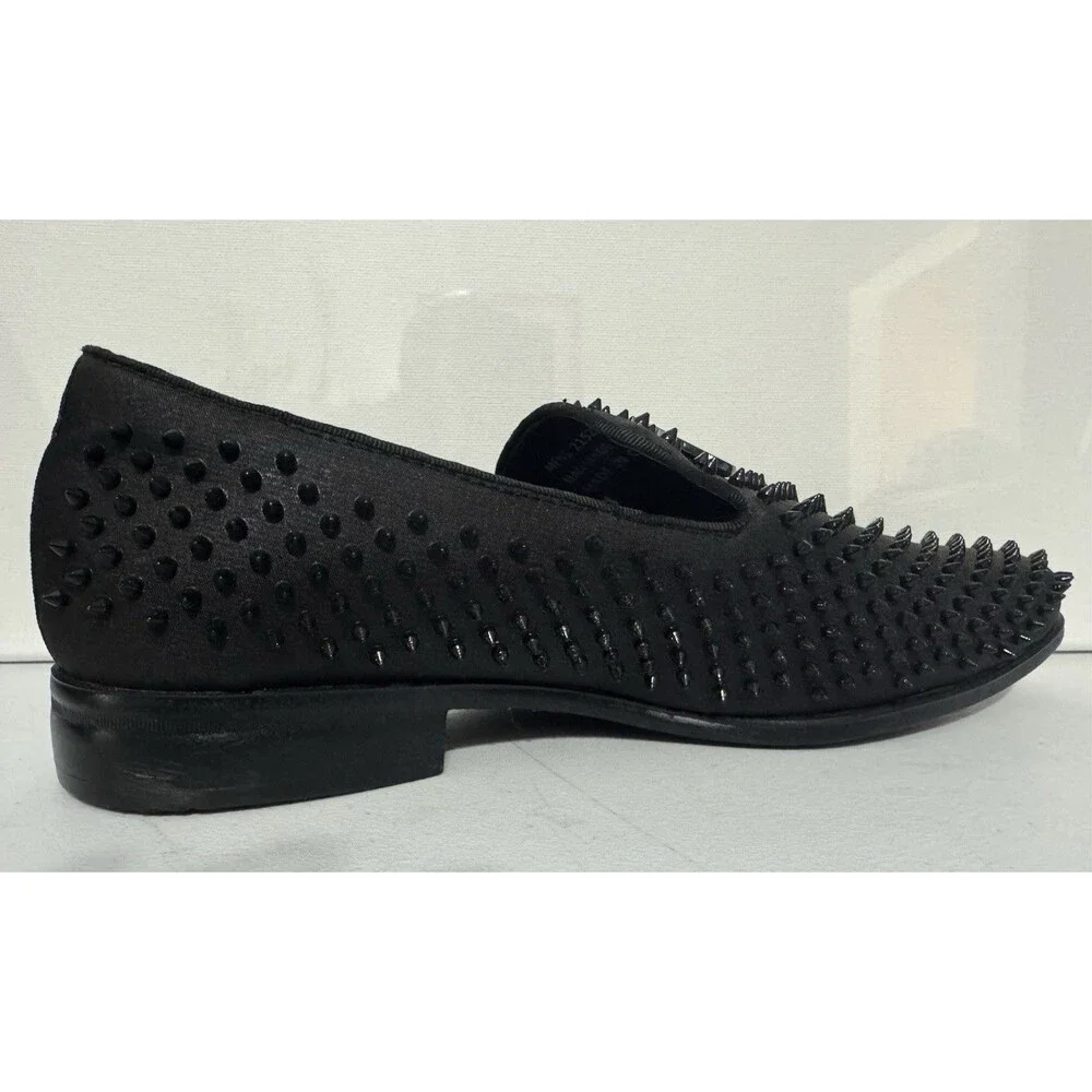 Stacy Adams Black Studded Slip-On Dress Loafers Synthetic Round Toe Men US 9.5